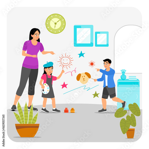 Creative Family Bonding Through Art and Drawing at Home.