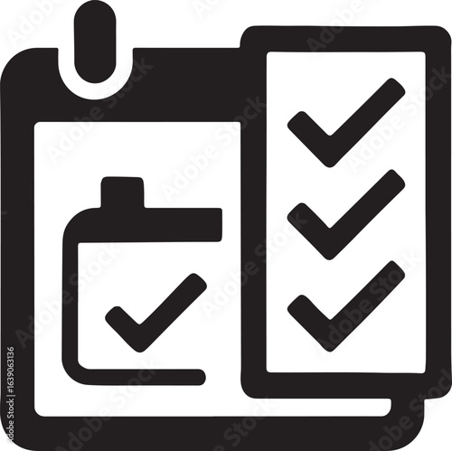 Calendar and to-do list silhouette icon representing task management, scheduling, and productivity planning.