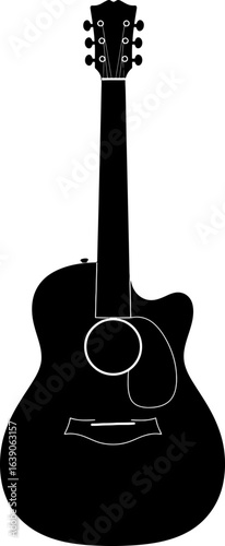 Black Silhouette Of An Acoustic Guitar On White Background Design