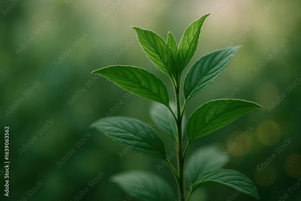 Fototapeta premium A Close-Up of a Thriving Leaf in the Garden