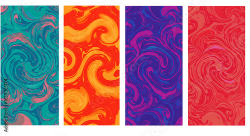 Four Colorful Banners With Swirls