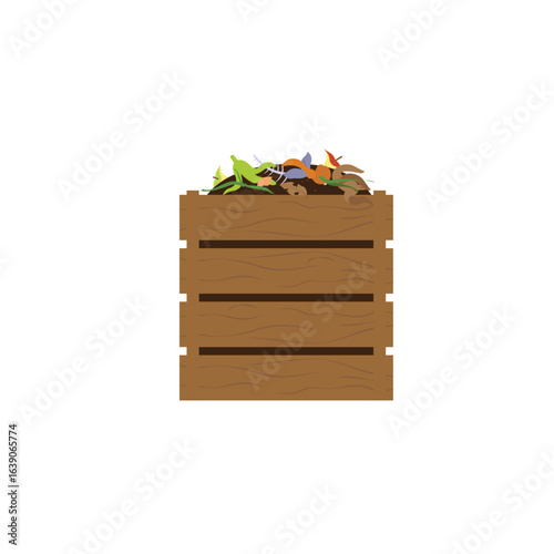 Compost Heap with Organic Waste Flat Vector Illustration