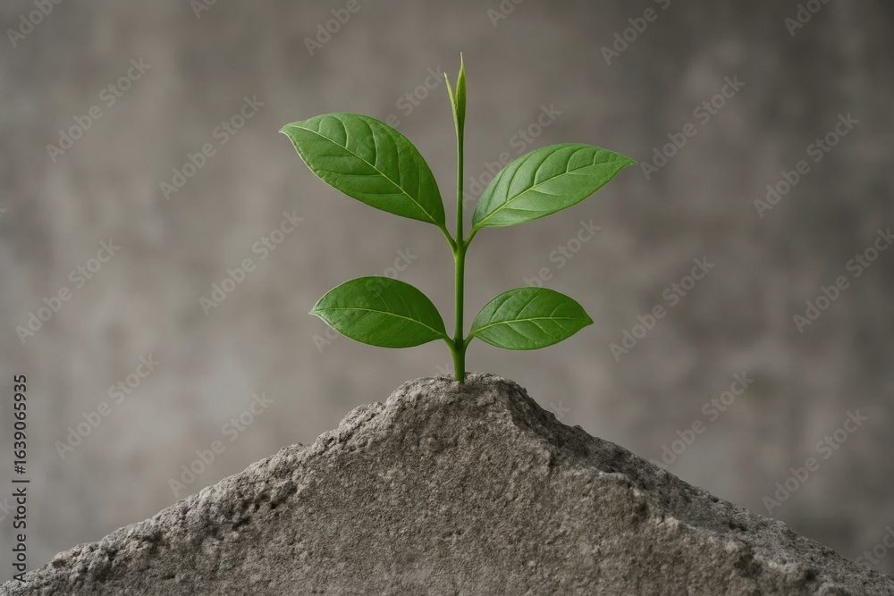 Naklejka premium A New Leaf Sprouts from the Ground