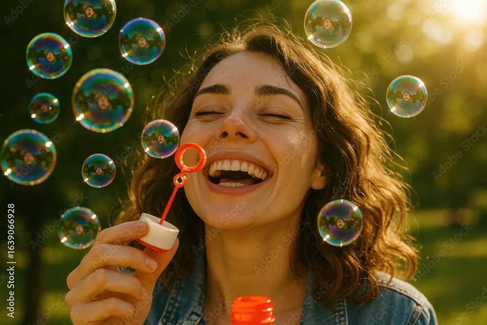 A Moment of Blissful Bubble Play in Nature's Embrace A Moment of Blissful Bubble Play in Nature's Embrace