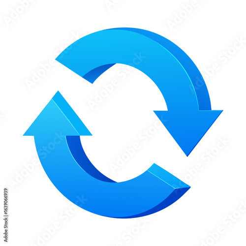 Blue 3d circular arrows refresh or reload symbol