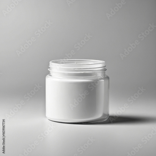 Elegant jar of white cream for beauty products or food presentation