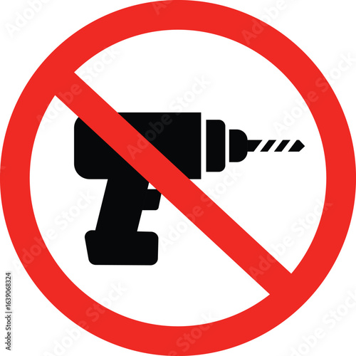 drill is prohibited icon. no drill needed forbidden sign. drilling is prohibited symbol. flat style.