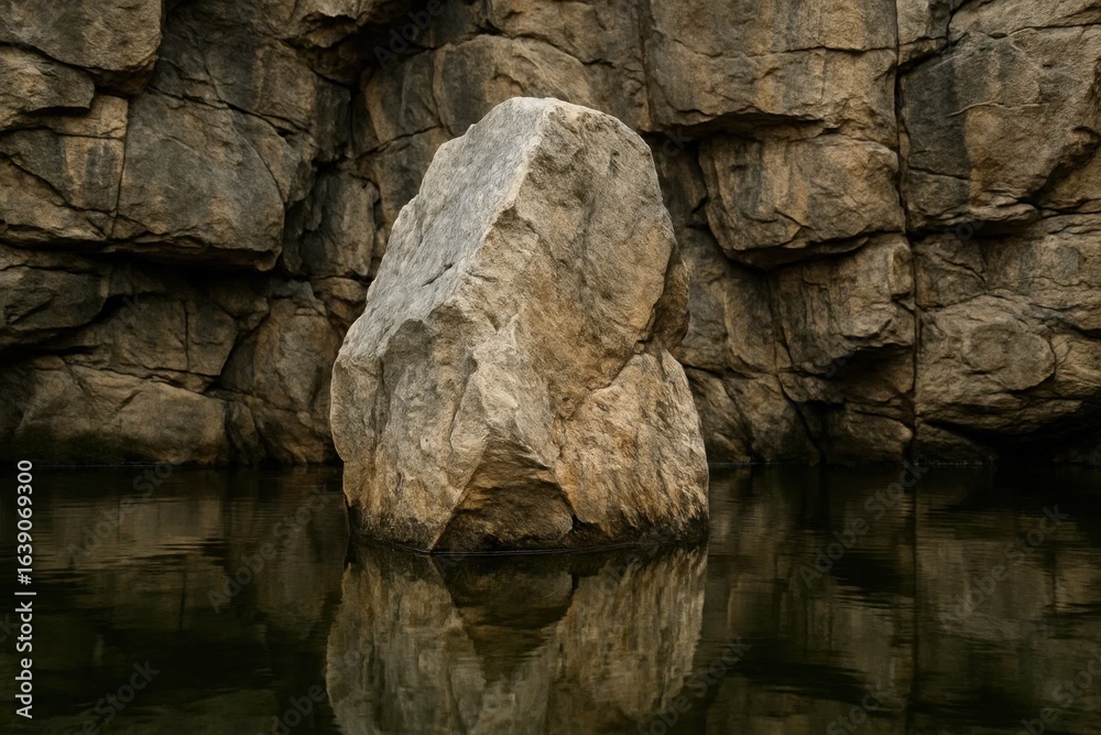 Fototapeta premium A Lone Rock in a Calm Lake