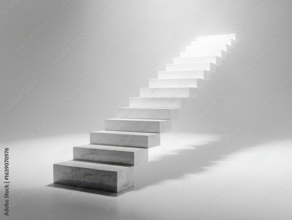 White Marble Staircase Ascending to Bright Light White Marble Staircase Ascending to Bright Light
