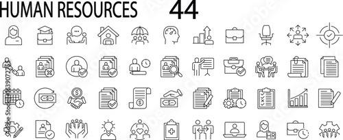Human Resources icon collection set. Editable stroke.