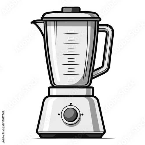 Clean vintage blender line drawing illustration