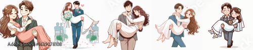  vector of a man carrying his wife on a white background