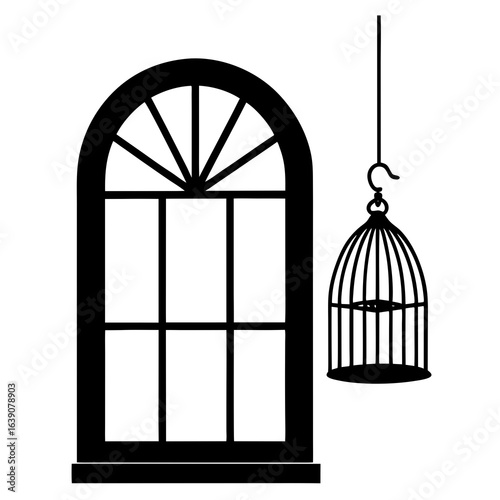 vector illustration of an old cage