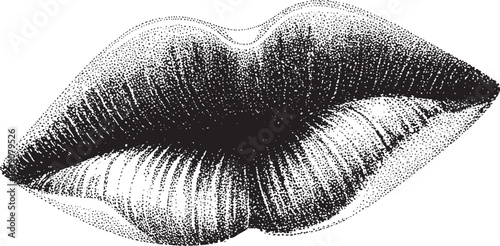 Retro Halftone Lips Collage Elements – Vector Pop Art Mouth Cutouts for Vintage Grunge Punk and Mixed Media Design Templates
