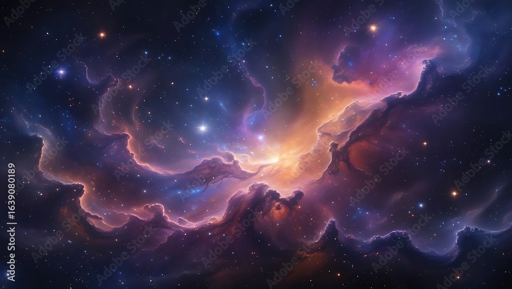 Obraz premium Vibrant Cosmic Nebula Adorned with Twinkling Stars