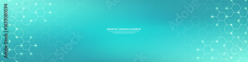 Genetic engineering and molecular structure, hexagon DNA network, science chemical and biotechnology concept, innovation technology, healthcare, and medicine design.