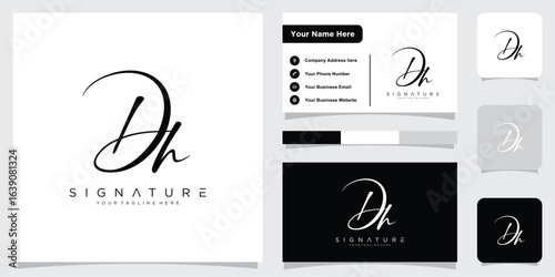 Initial DH handwriting logo vector template