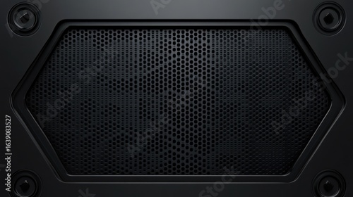 Dark hexagon metal grill with holes.