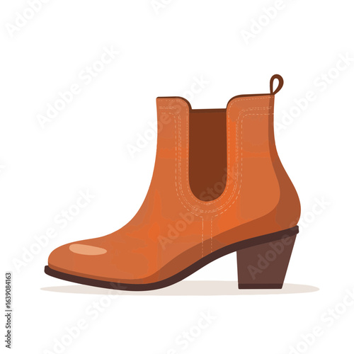 Elegant ankle boot in rich brown on white background, modern style
