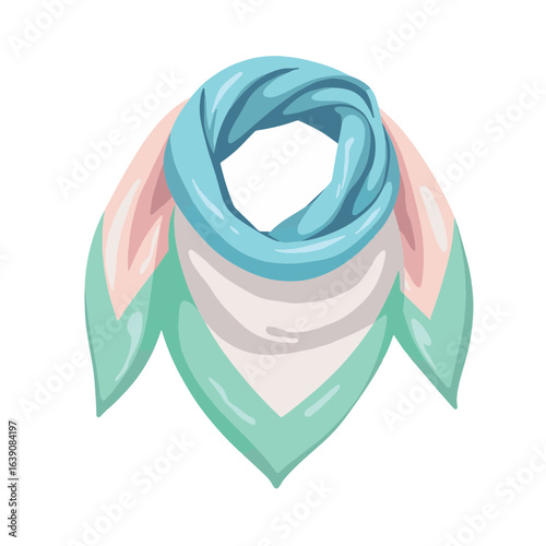 Elegant silk scarf in soft pastels on white background, luxury fashion
