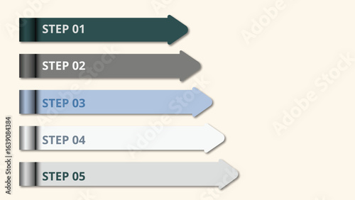 Horizontal Step Arrow Chart for Process and Workflow