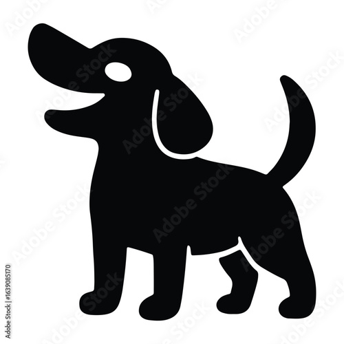 Cute Dog Silhouette with Playful Stance for Pet Lovers and Animal Care Design