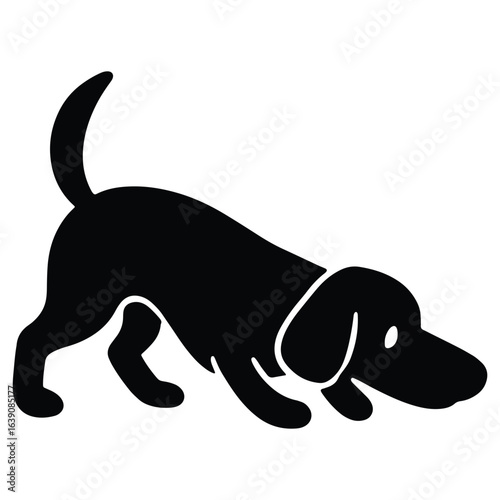 Cute Dog Silhouette with Playful Stance for Pet Lovers and Animal Care Design