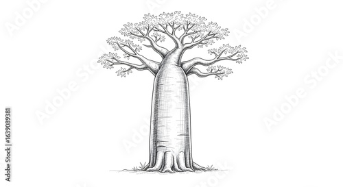 Detailed Baobab Tree Sketch Illustration