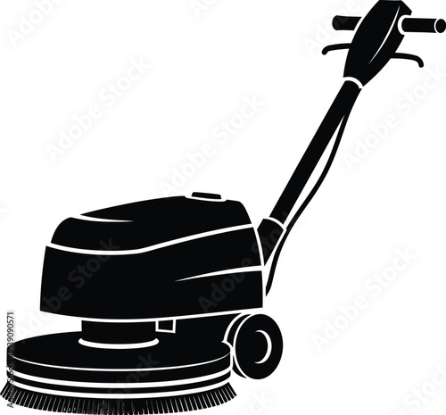 Silhouette of a floor scrubber machine, an industrial cleaning equipment for maintaining floors, perfect for hygiene and maintenance themes