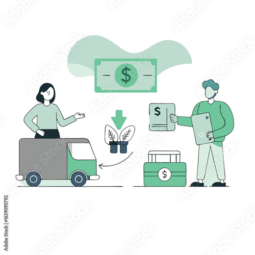 Fast & Secure E-commerce: Online Delivery & Payment Process Illustration