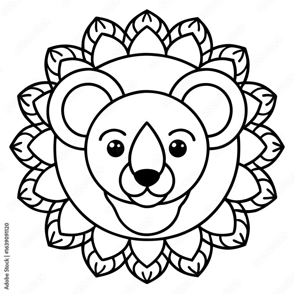 Fototapeta premium Koala Outline Mandala Style Vector Design
