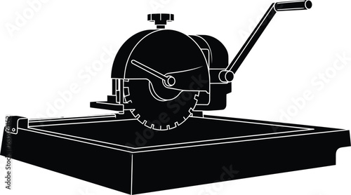 Metal cutting saw machine tool, an industrial equipment for construction work and engineering manufacturing, a mechanical device for steel industry