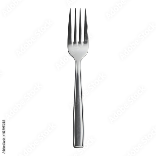 Simple stainless steel fork with four tines and smooth handle for everyday dining and food serving