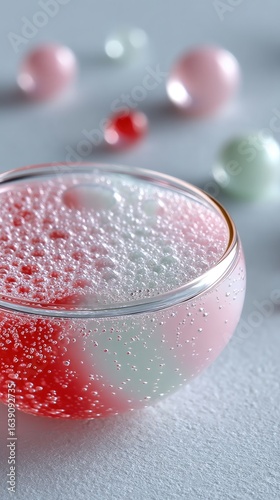 Pink and White Bubble Gel in Glass Bowl