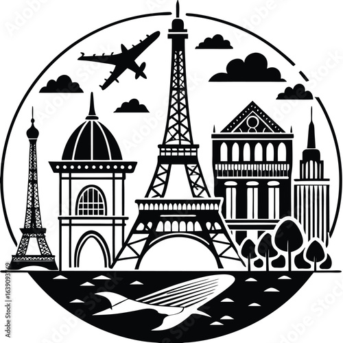 Iconic Landmarks: A Global Travel Adventure in Monochrome