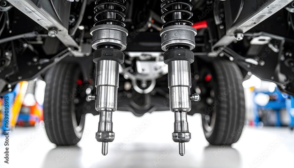 Fototapeta premium Close-up view of automotive suspension components.