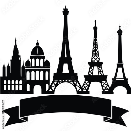 Paris Skyline Silhouette: Iconic Landmarks & Cityscape Vector Art