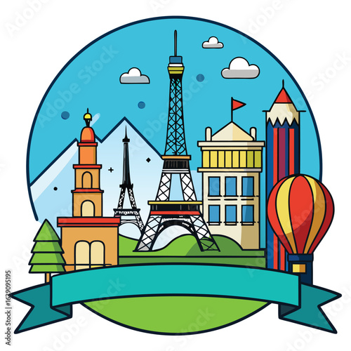 Iconic Landmarks: A Global Travel Adventure in One Stunning Illustration