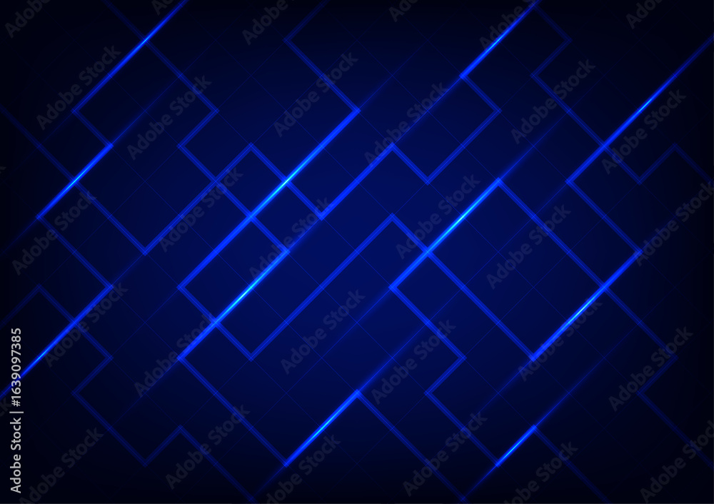 Fototapeta premium Tech art blue line abstract modern background