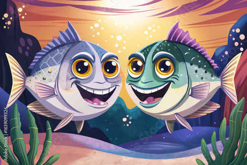Hatchetfish with silvery body reflecting light in deep ocean, mesmerizing beauty cartoon wallpaper
