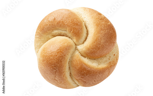 Close up view of a single kaiser roll isolated on transparent background