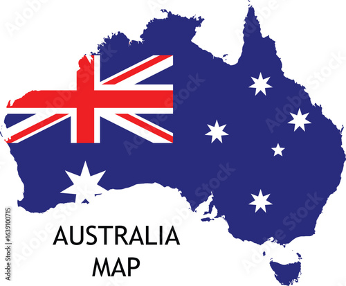 Australia map flag, detailed geographic map of Australia,  Australian continent, high detailed map of Australia with land features, cartography map of Australia,