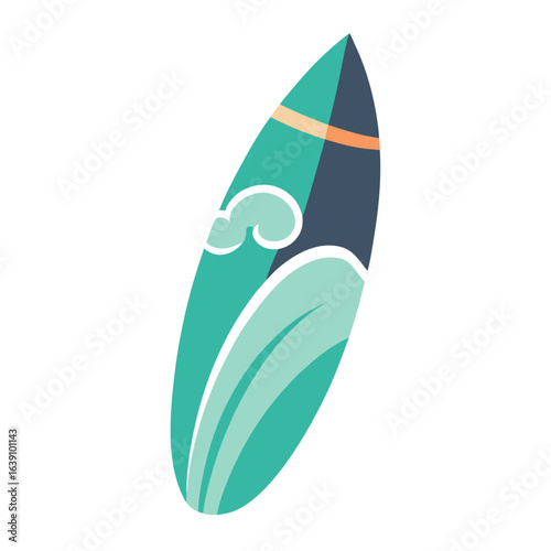 minimalist surfboard with wave illustration