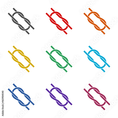 Nautical rope knots icon isolated on white background. Set icons colorful