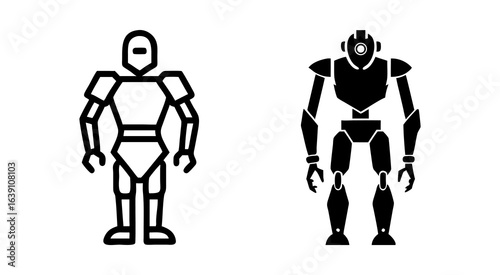Set of robot outline silhouette vector illustration design