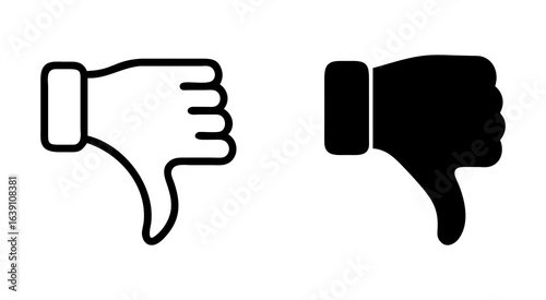 Set of thumbs down outline silhouette vector illustration design
