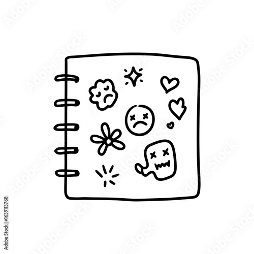 Notebook with doodle representing creative self therapy process