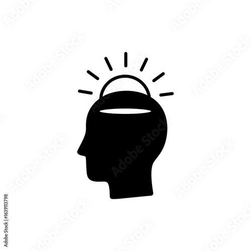 Light ray entering head symbolizing insight, knowledge, and enlightenment