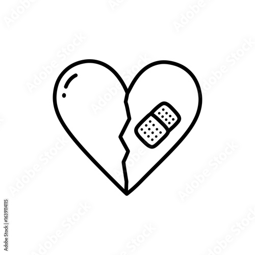 Broken Heart Being Patched Representing Emotional Recovery