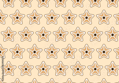 Patrón de galleta en forma de estrella en amarillo claro